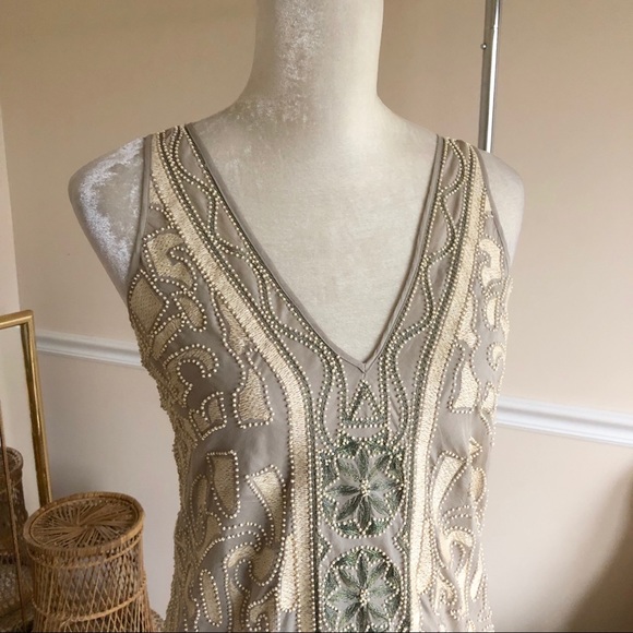 Anthropologie Burning Torch Silk Beaded Tank Top S - Picture 2 of 8